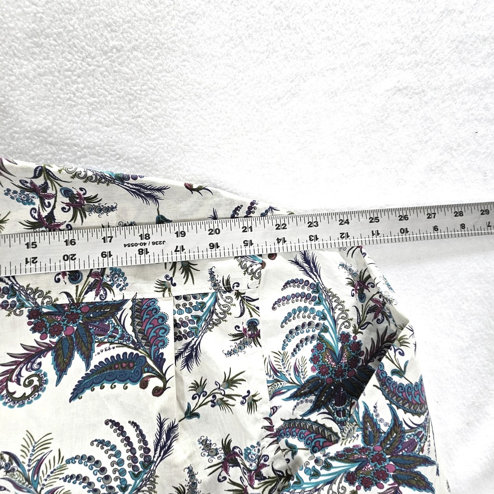 Alan Flusser Mens XL White Paisley Floral Cotton Button Down Shirt Long Sleeve - Picture 10 of 10